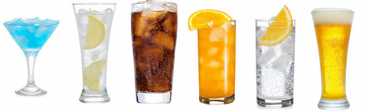 Bebidas en la dieta del plato