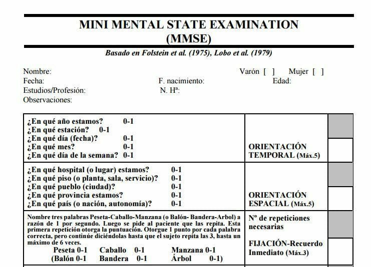 Test mini mental